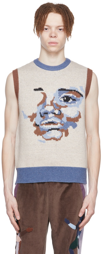 Photo: KidSuper Beige Wool & Nylon Vest