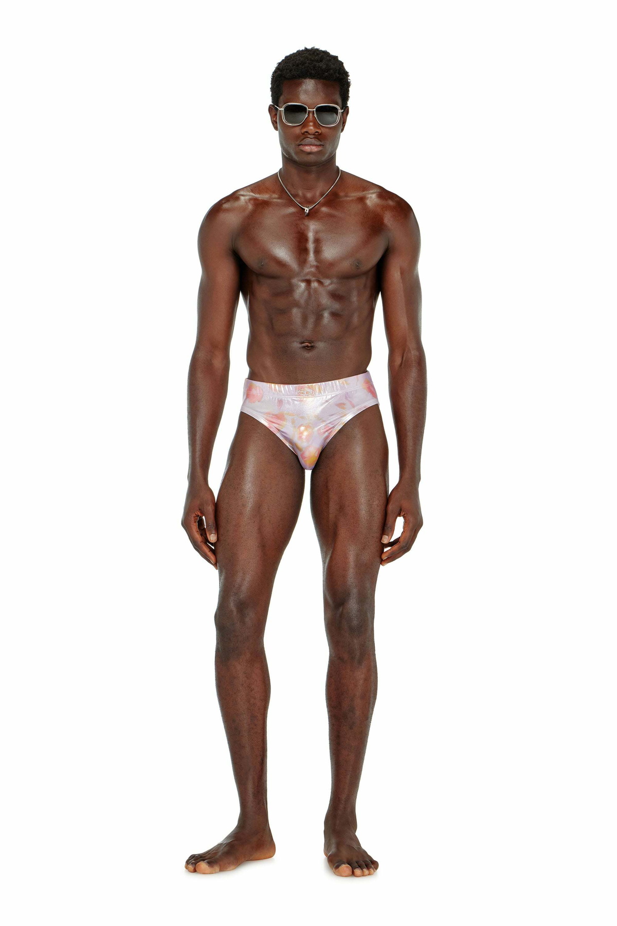 Diesel Metallic swim briefs with floral print - Swim briefs - Man -