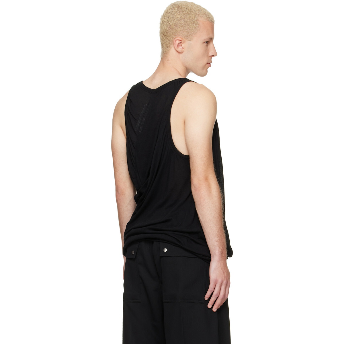 Rick Owens Black Tower Draped Pony Tank Top