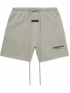 FEAR OF GOD ESSENTIALS - Straight-Leg Logo-Flocked Cotton-Blend Drawstring Shorts - Gray