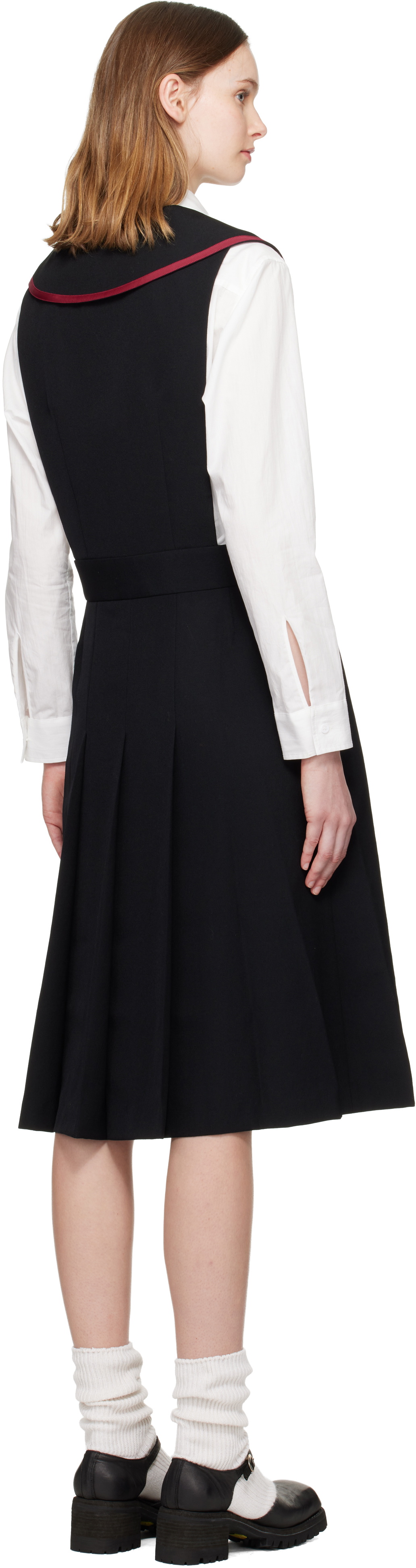 Comme des Garçons Girl Black Square Collared Pinafore Midi Dress