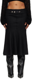 JUNEYEN Black Flared Midi Skirt