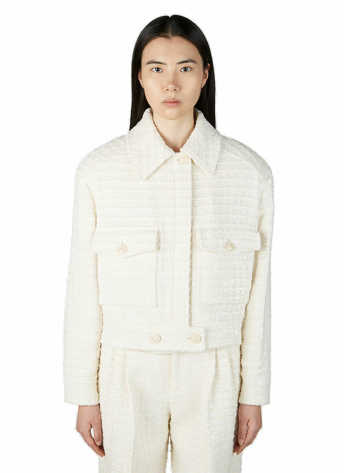 Gucci - Tweed Bomber Jacket in White Gucci