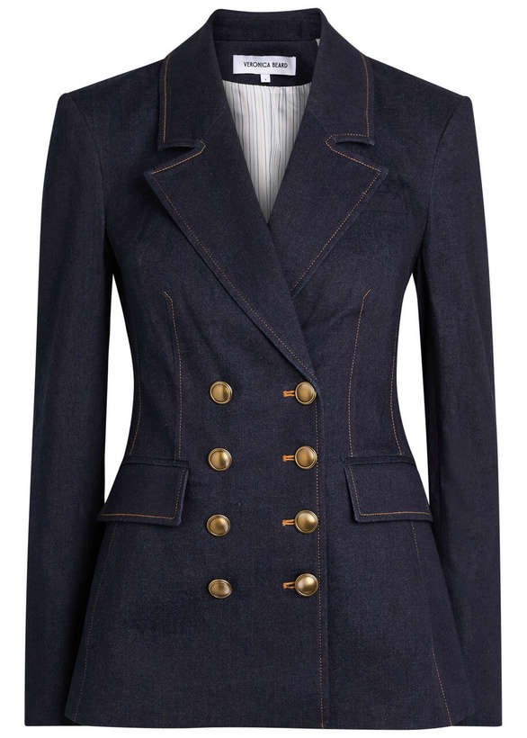 Photo: Veronica Beard Claude Dickey Double-breasted Denim Blazer Dark Blue