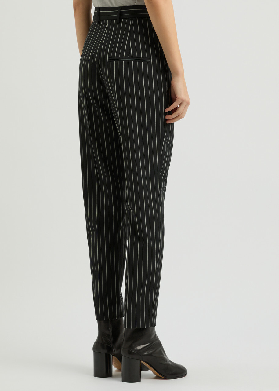 Vivienne Westwood Striped Cropped Stretch-wool Trousers Black