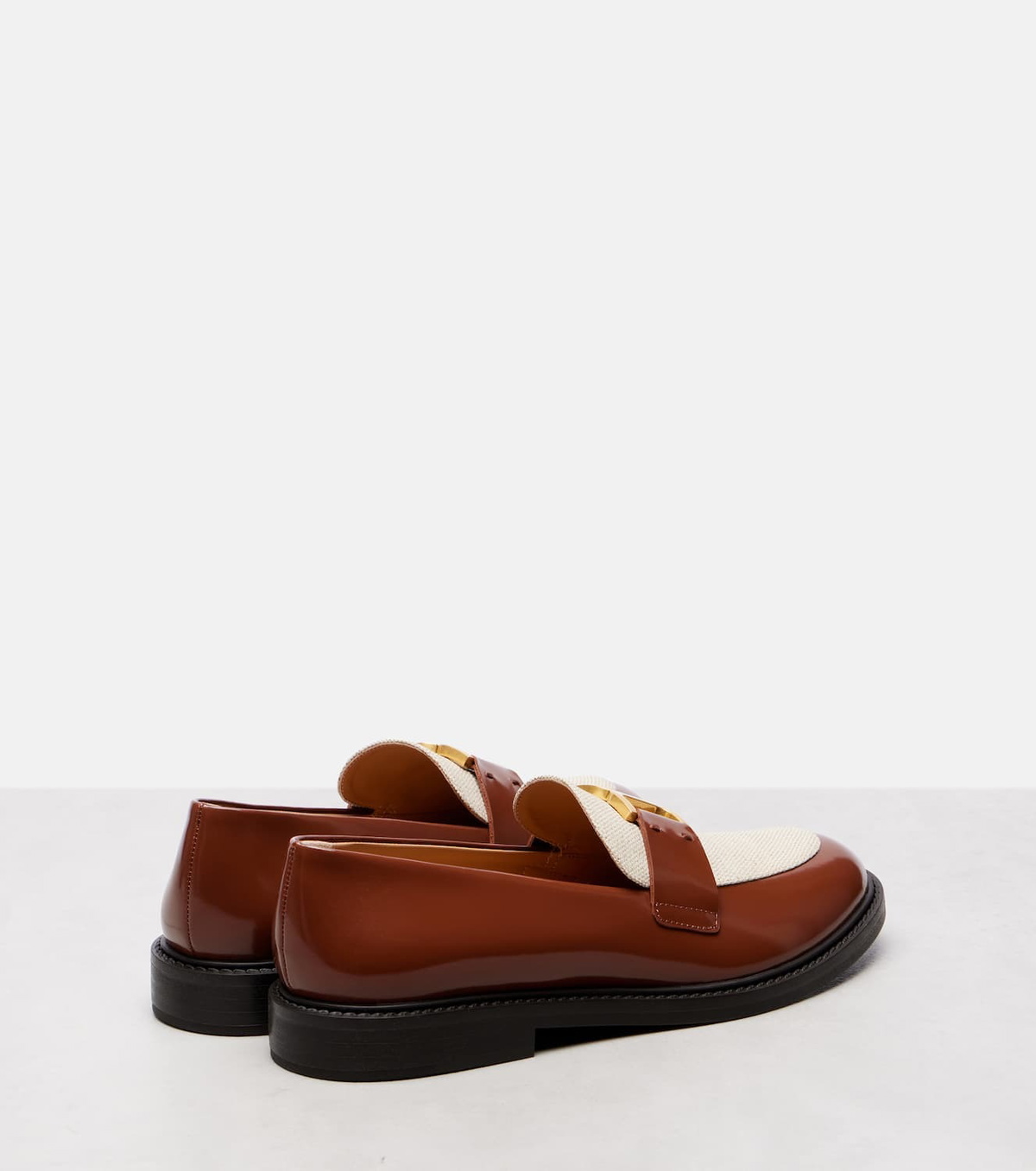 Chloé Marcie leather and canvas loafers