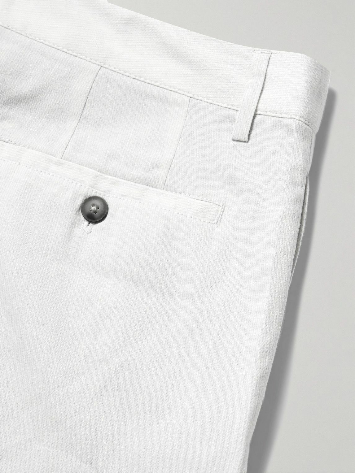 Club Monaco - Baxter Slim-Fit Straight-Leg Striped Linen-Blend Shorts - White