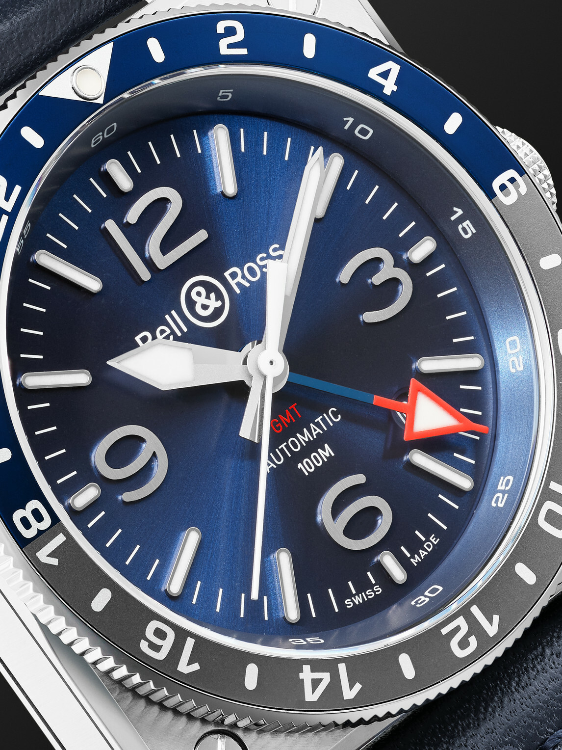 Bell & Ross - BR 03-93 GMT BLUE Automatic Stainless Steel Watch, Ref. BR0393-BLU-ST/SCA