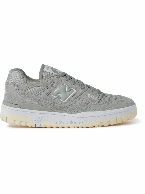 Photo: New Balance - 550 Leather-Trimmed Suede and Mesh Sneakers - Gray