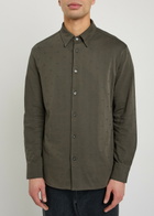 Emporio Armani Logo-intarsia Cotton Shirt Grey