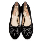 Charlotte Olympia Black Peace Kitty Loafers
