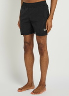 Stone Island Logo Crinkled Nylon Swim Shorts Black