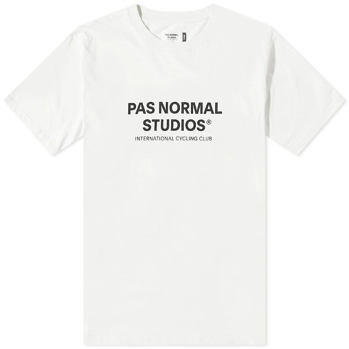 Photo: Pas Normal Studios Men's Off-Race Logo T-Shirt in Off-White