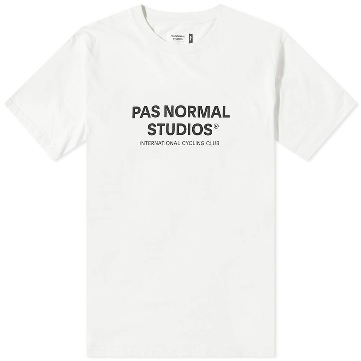 Photo: Pas Normal Studios Men's Off-Race Logo T-Shirt in Off-White