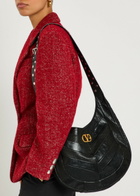 Valentino Logo-plaque Chevron Leather Hobo bag - Black - One Size