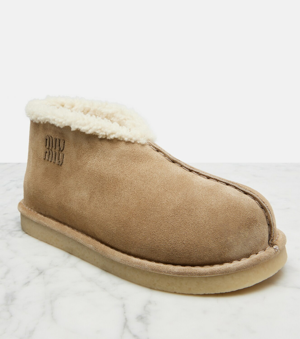 Miu Miu Shearling-lined suede ankle boots