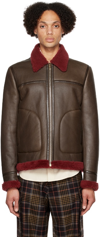 Photo: Paul Smith Brown Aviator Shearling Leather Jacket