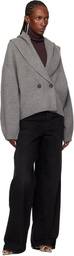 TOTEME Gray Shawl-Lapel Cardigan