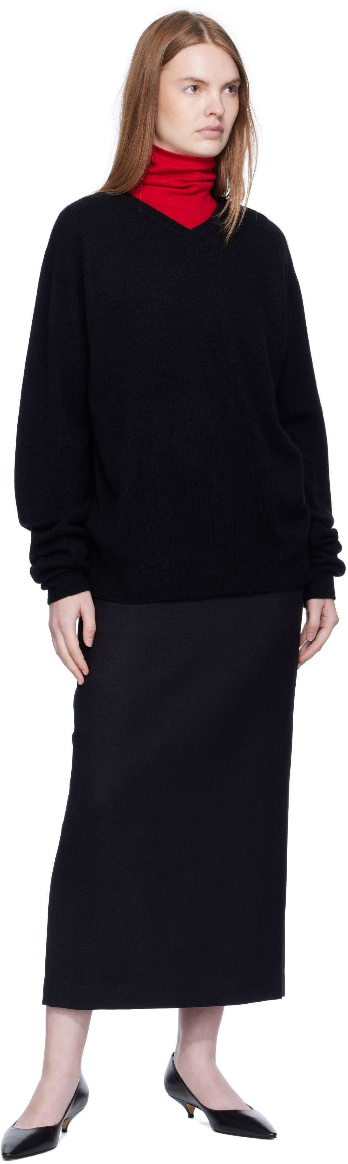 Arch The Black Silk Simple Maxi Skirt