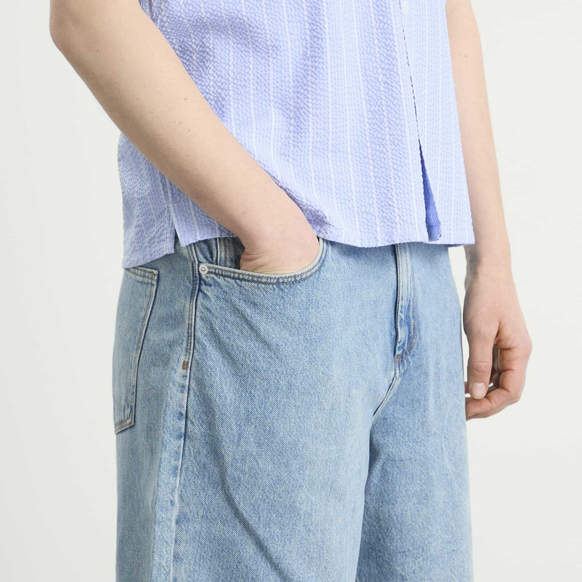 Wax London Men's Luca Vintage Denim Shorts in Antique Blue