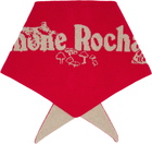 Simone Rocha Red & Beige Graphic Logo Knit Neckerchief Scarf