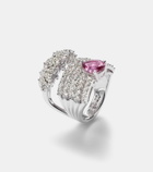 Yeprem Reign Supreme 18kt white gold ring with diamonds and sapphire