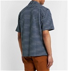 Camoshita - Skipper Camp-Collar Striped Cotton-Terry Shirt - Blue