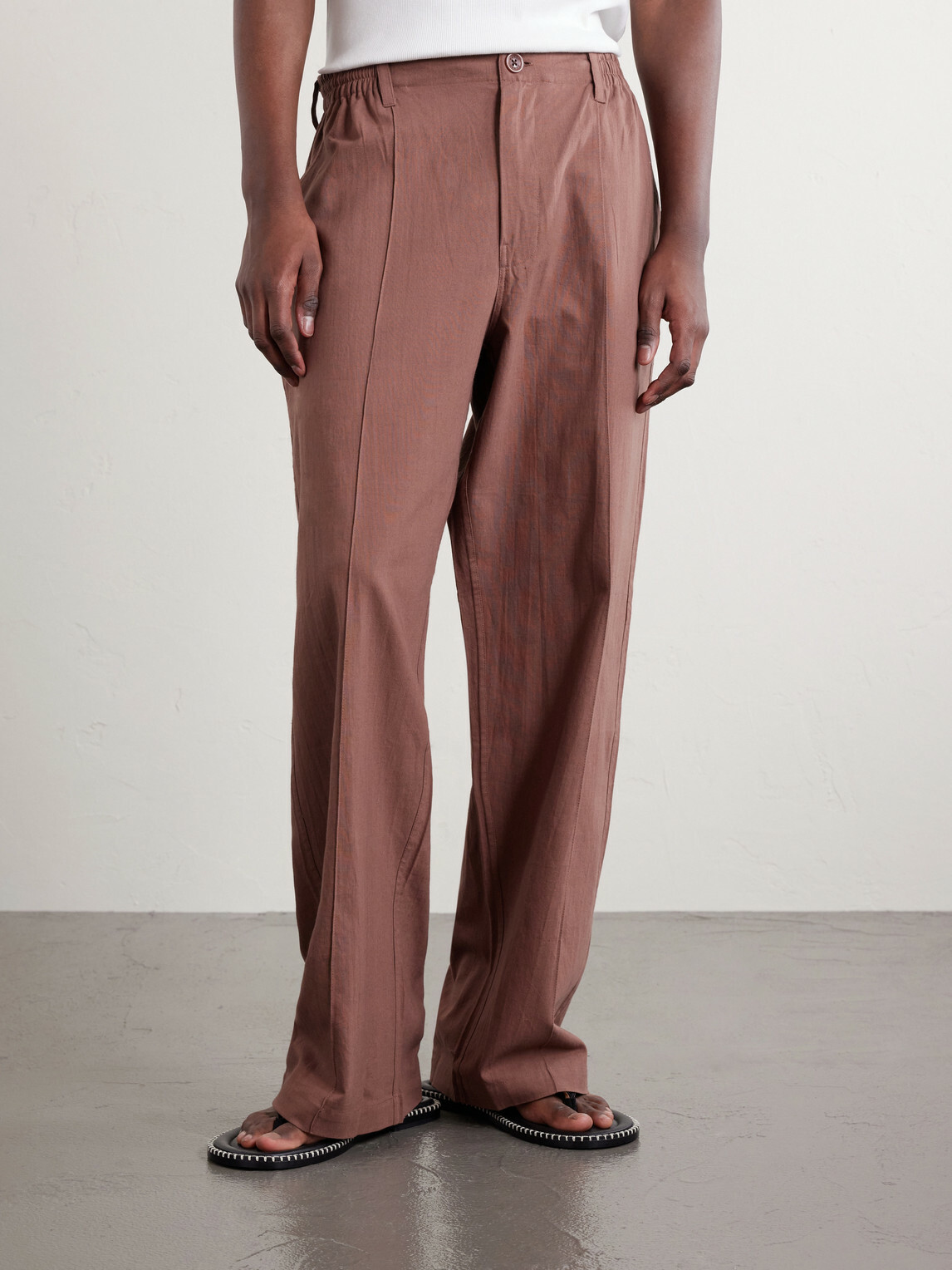 Kardo - Kedar Straight-Leg Cotton Trousers - Brown