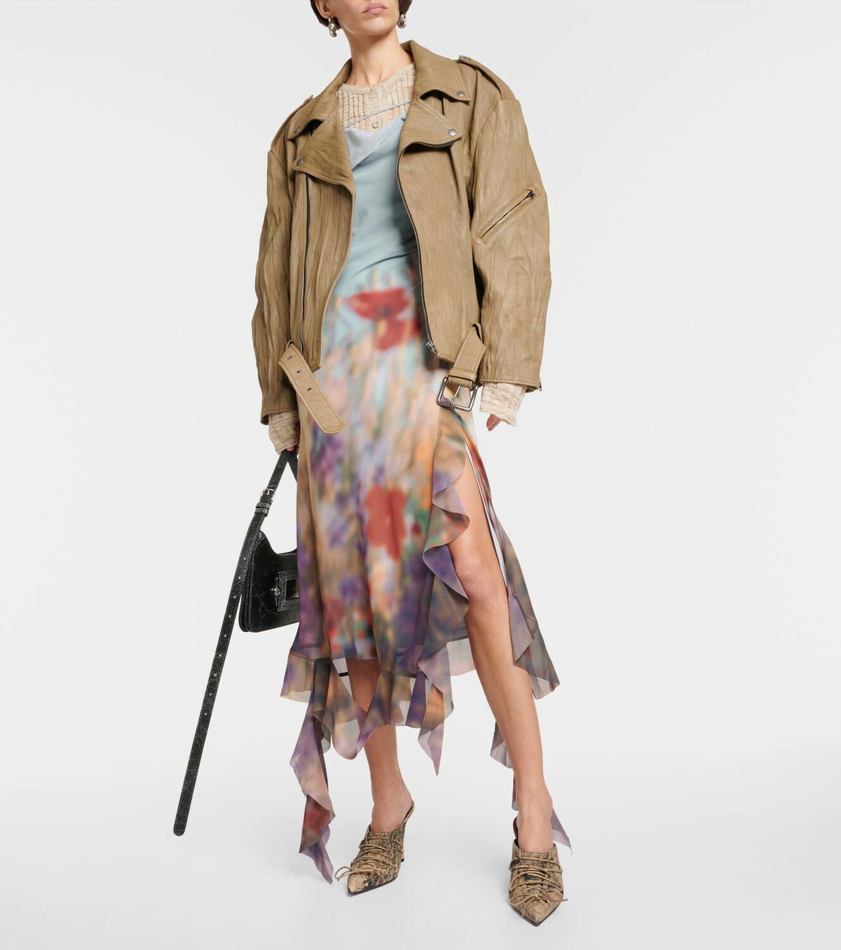 Acne Studios Linor oversized belted leather jacket