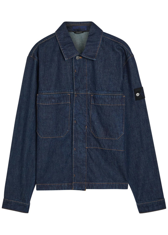 Photo: Stone Island Patch Pocket Denim Overshirt Indigo