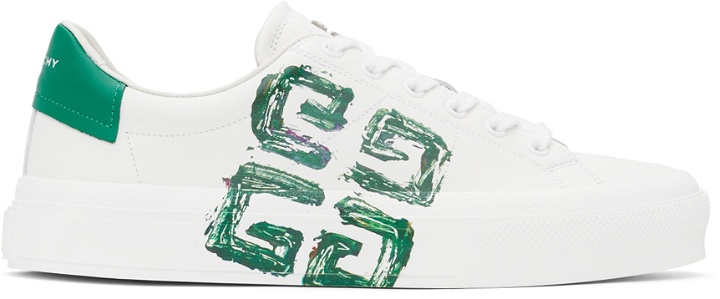 Photo: Givenchy White & Green City Sport 4G Sneakers