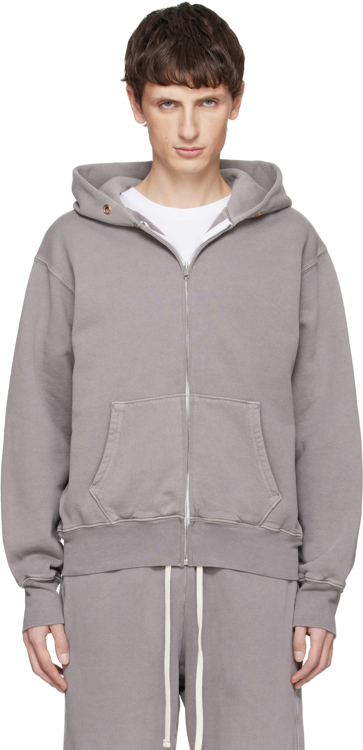 Les Tien Gray Heavyweight Zip Hoodie Les Tien