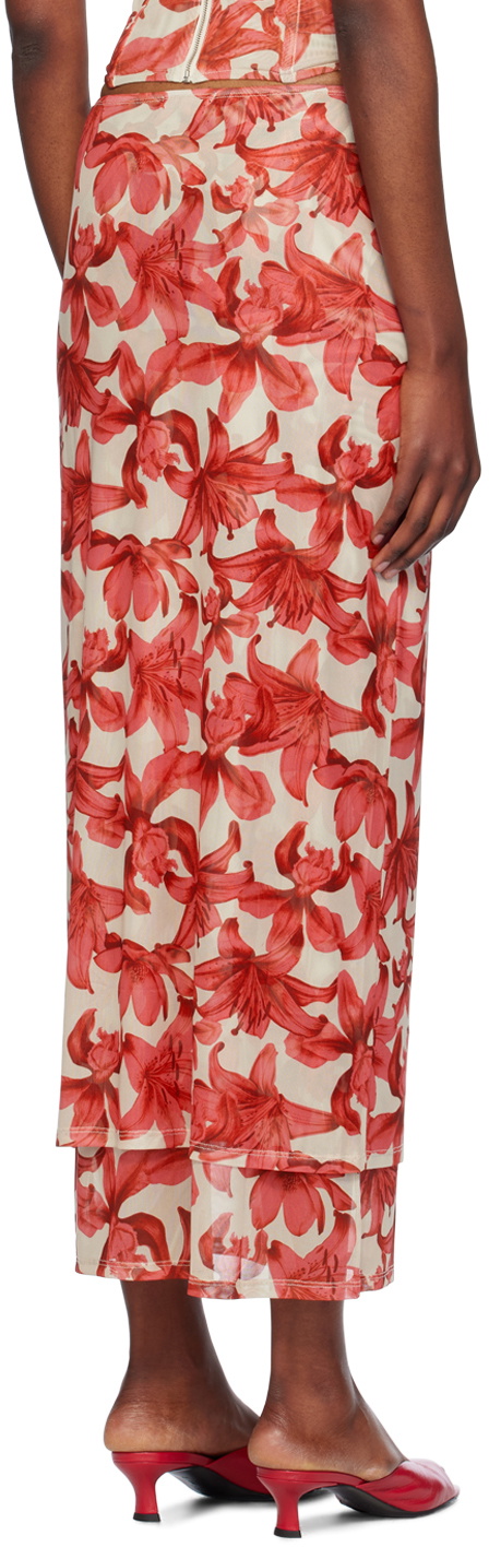 Miaou Beige & Red Topanga Midi Skirt