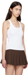 Casablanca White Ribbed Jersey Tank Top
