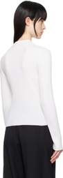 AMOMENTO White Ribbed Mock Neck Cardigan