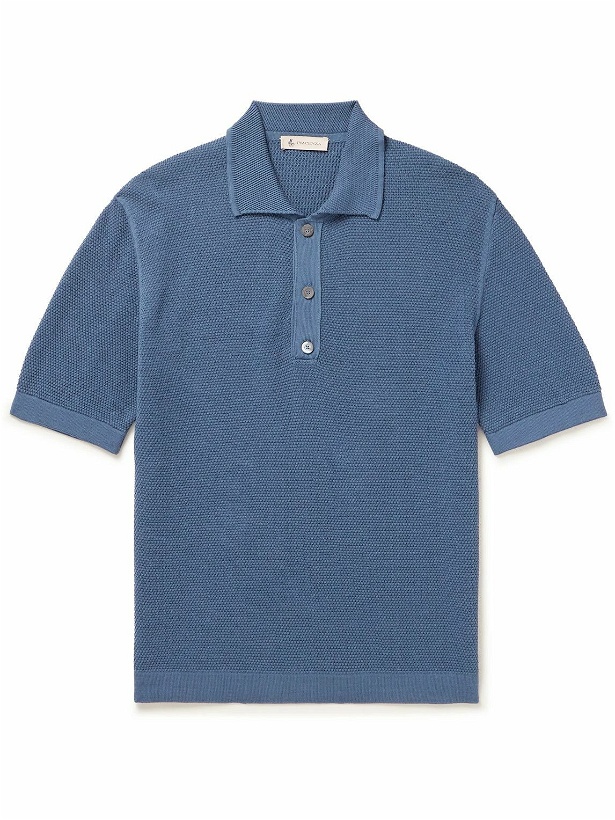 Photo: Piacenza Cashmere - Honeycomb-Knit Cotton Polo Shirt - Blue
