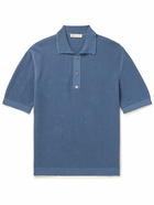 Piacenza Cashmere - Honeycomb-Knit Cotton Polo Shirt - Blue