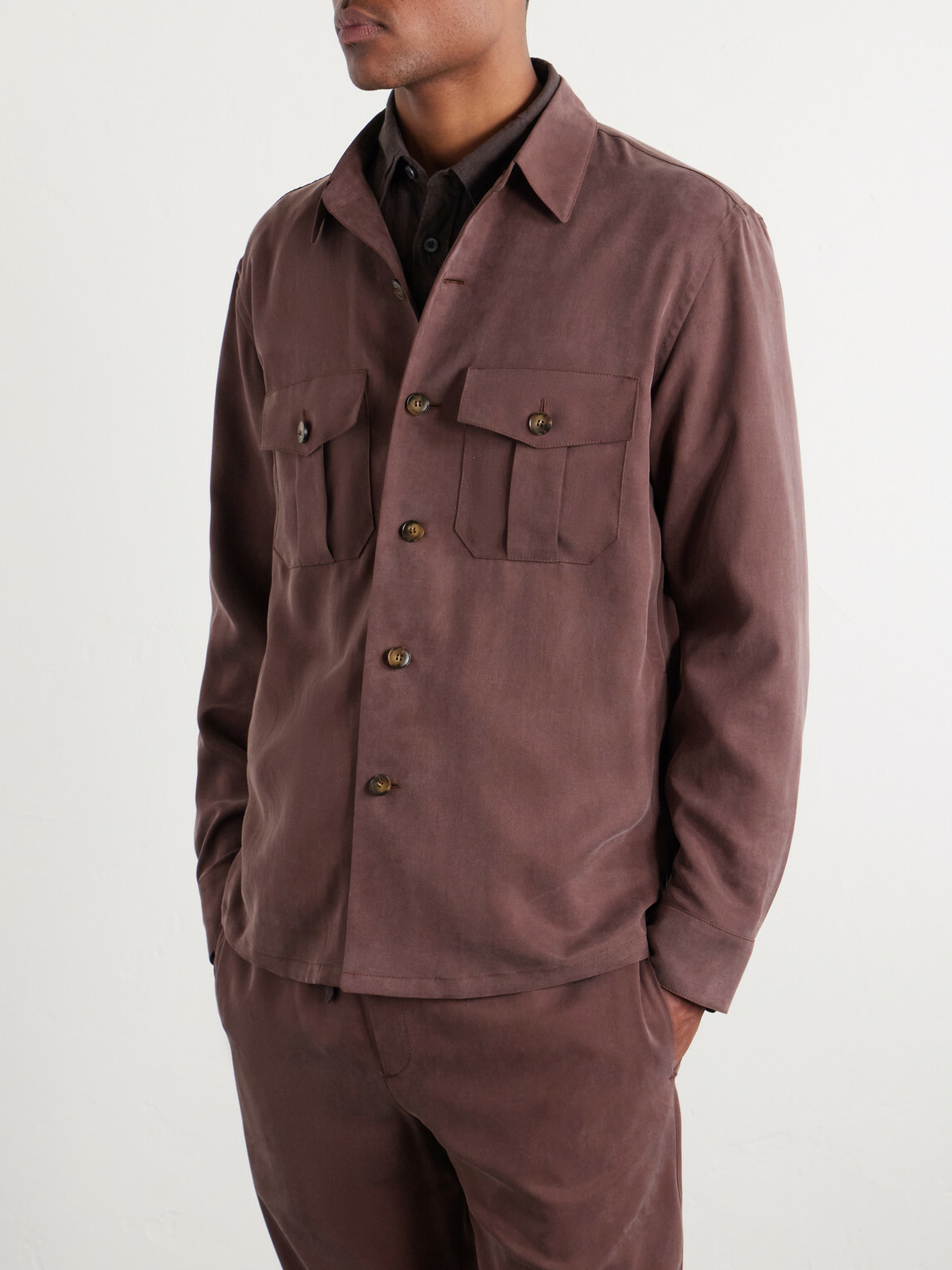 Canali - Lyocell Overshirt - Burgundy