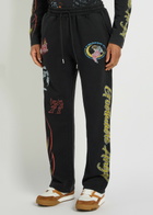 God Made Angel Printed Straight-leg Cotton Sweatpants Black