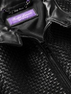 Ralph Lauren Purple label - Torrence Woven Leather Bomber Jacket - Black