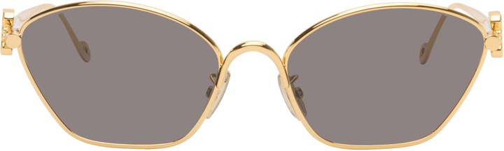 Photo: LOEWE Gold Anagram Hexagonal Sunglasses