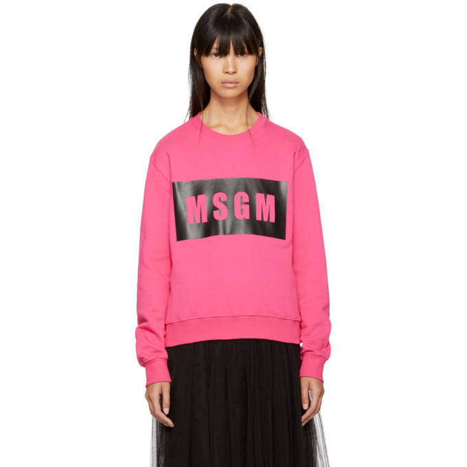 MSGM Pink Box Logo Sweatshirt MSGM