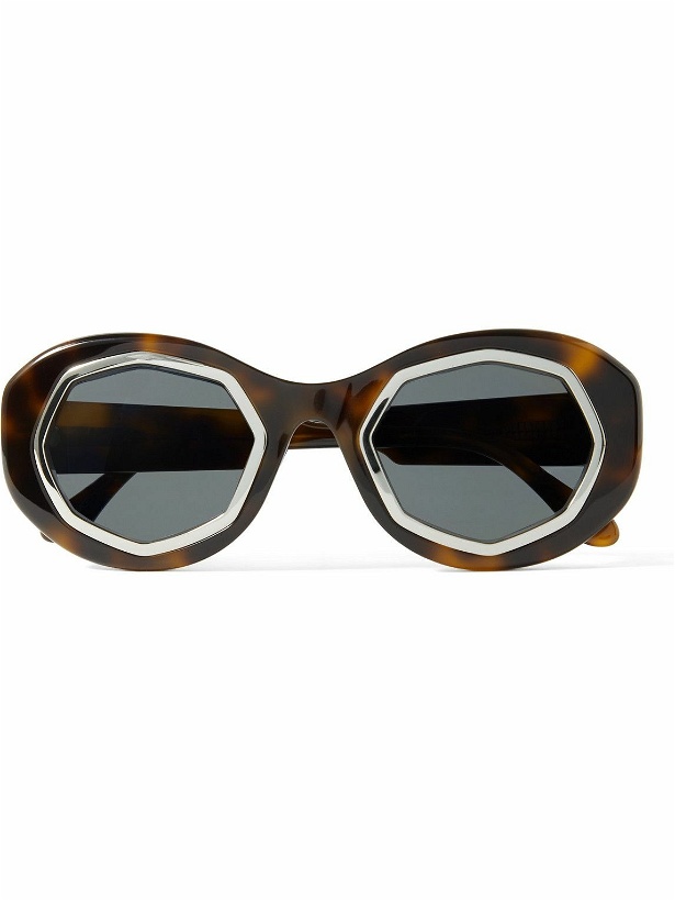 Photo: Retrosuperfuture - Marni Mount Bromo Round-Frame Tortoiseshell Acetate and Silver-Tone Sunglasses