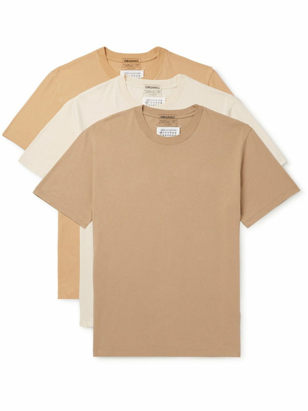 Photo: Maison Margiela - Three-Pack Organic Cotton-Jersey T-Shirts - Brown