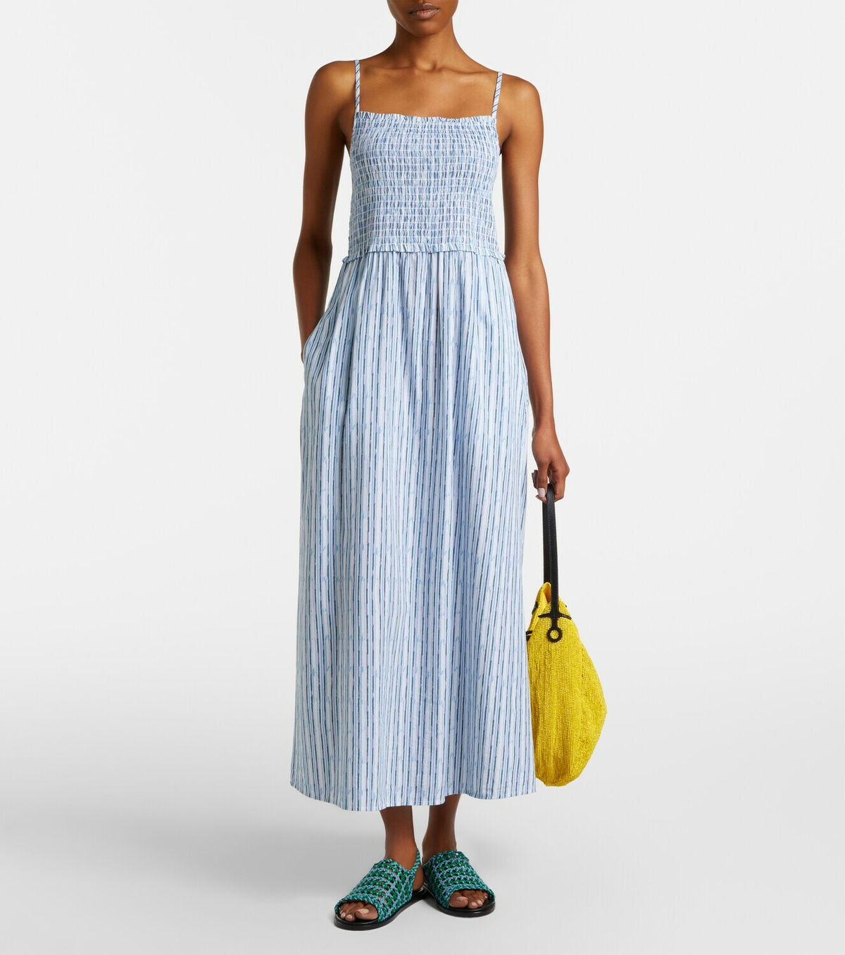 Velvet Senara striped cotton-blend maxi dress