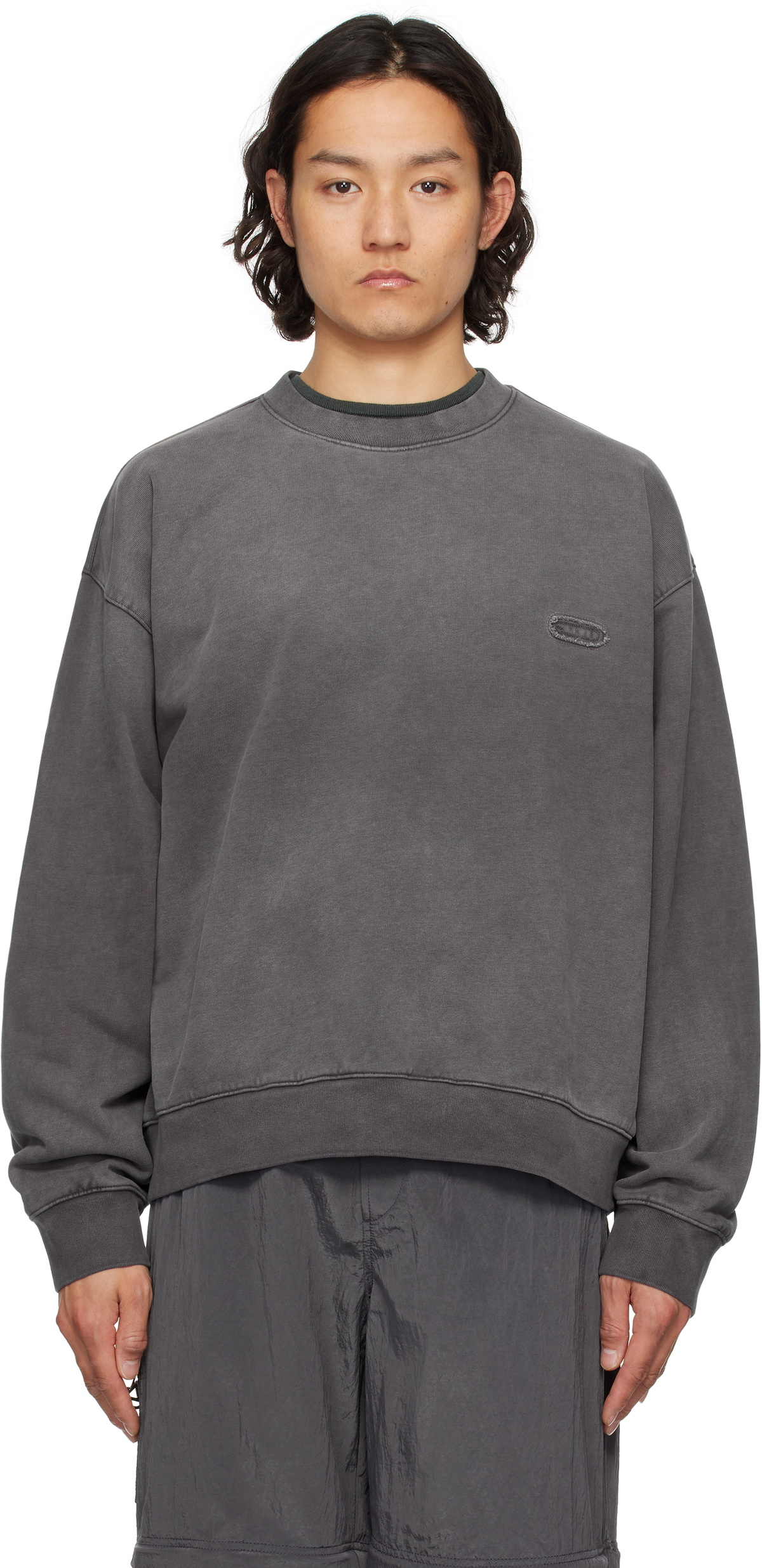 Solid Homme Gray Dyeing Back Logo Sweatshirt
