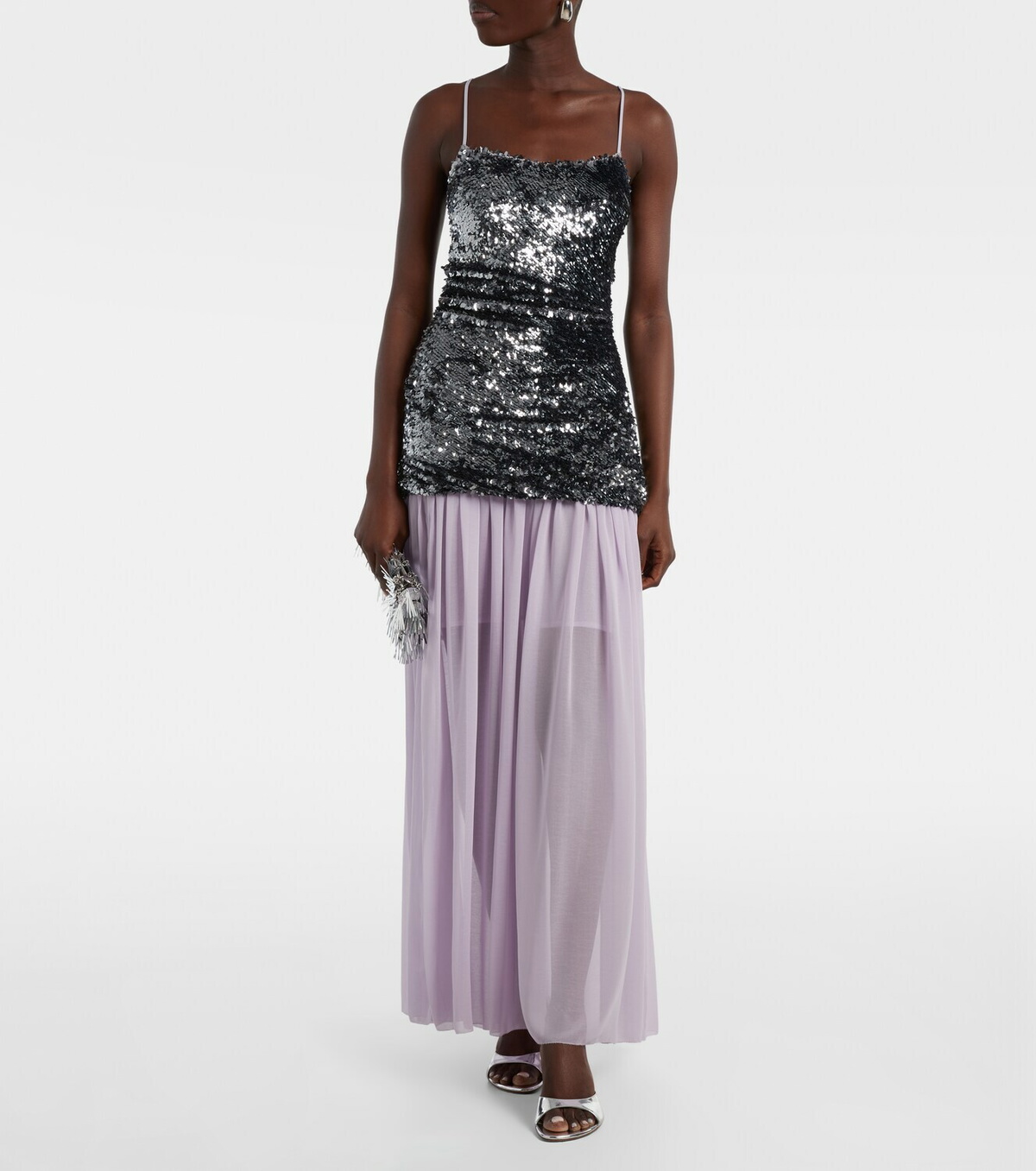 Jacques Wei Sequined paneled maxi dress