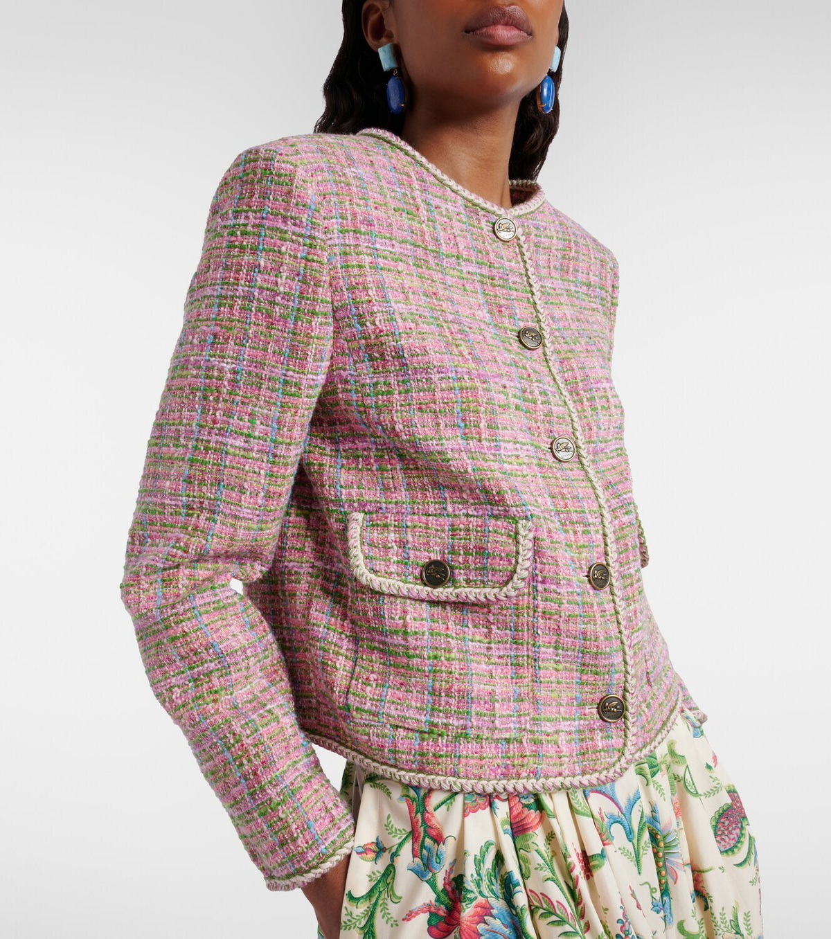 Etro Checked cotton-blend tweed jacket