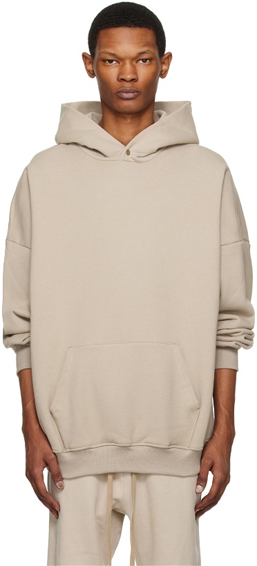 Photo: Fear of God Taupe Flocked Hoodie