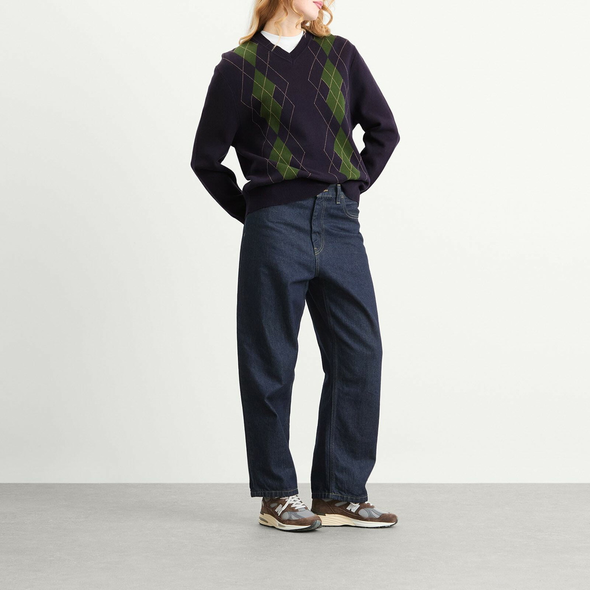 House Of Sunny Women's Argyle Jumper in Navy